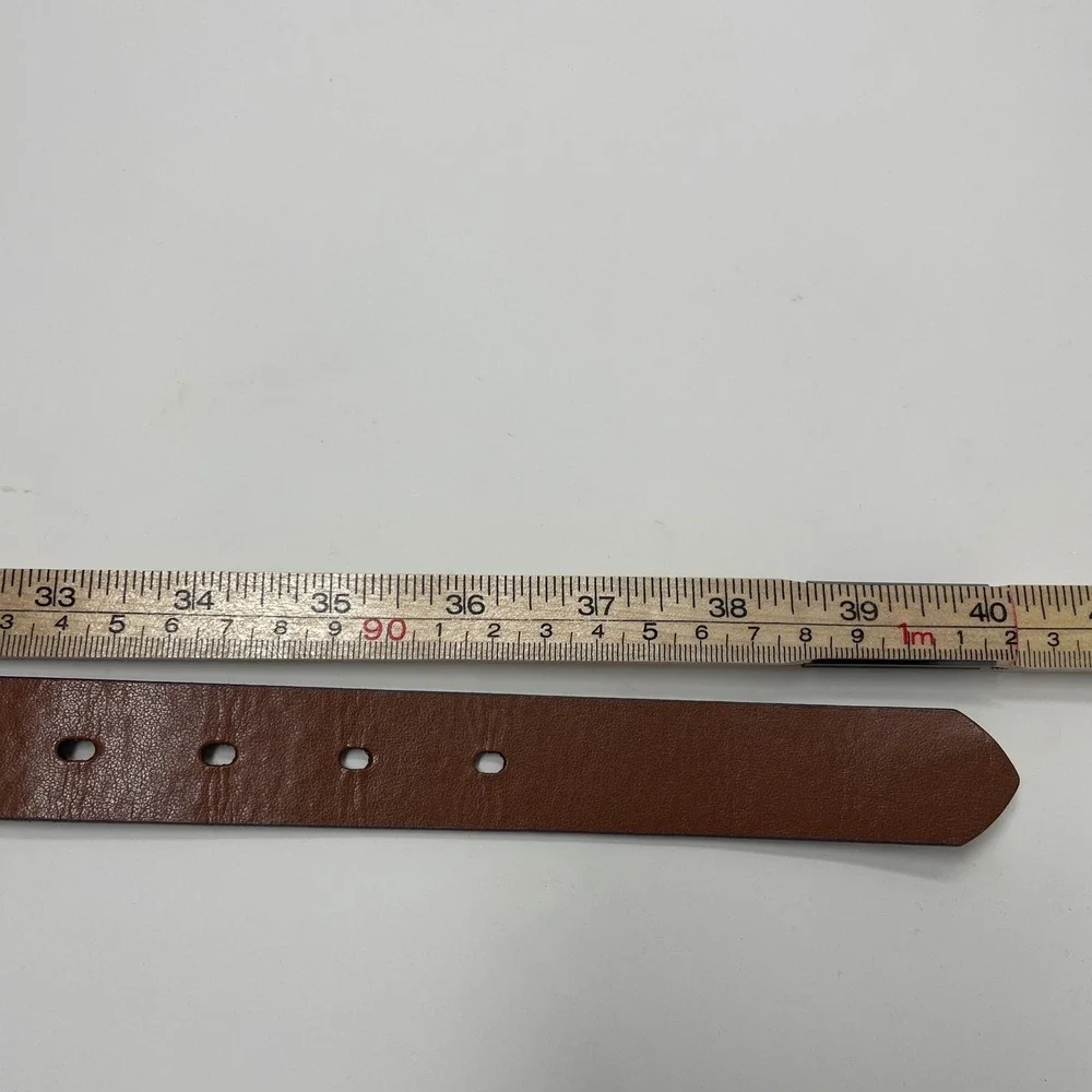 Banana Republic Cognac Brown Synthetic Leather Double Ring Buckle Belt Chic M